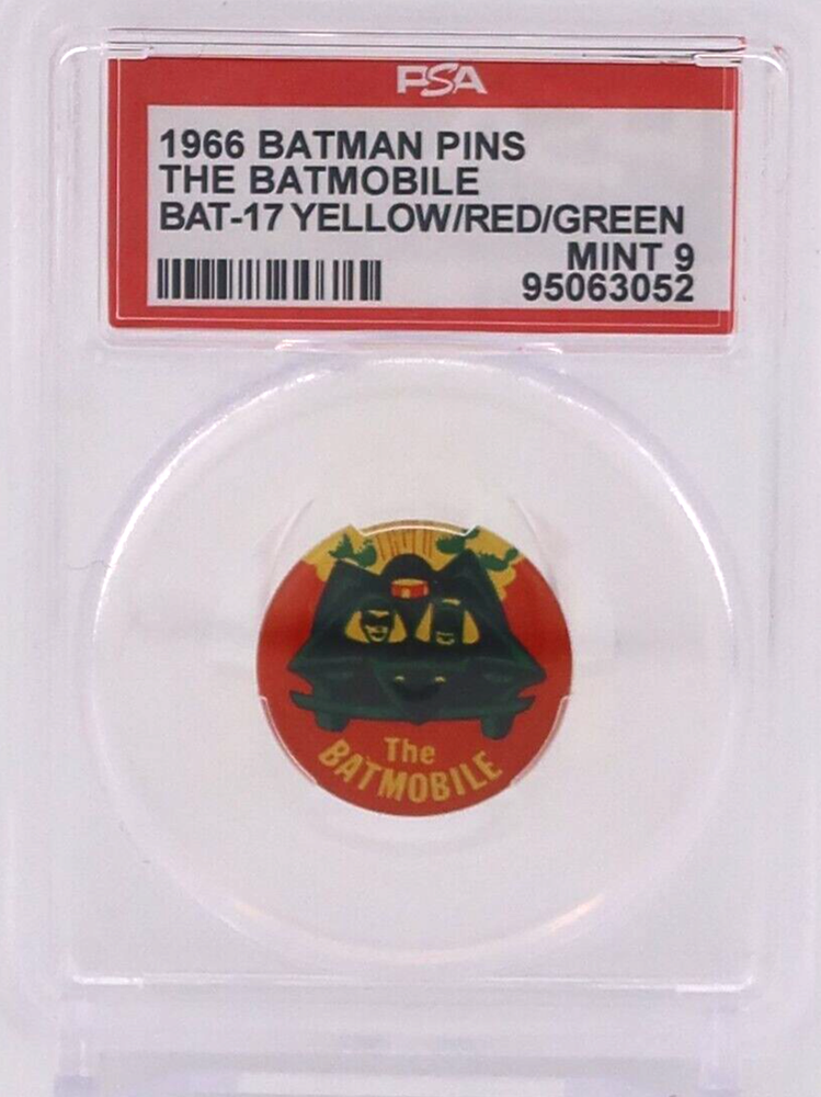 1966 BATMAN PIN THE BATMOBILE PSA 9