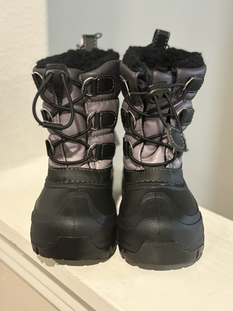 NWT Member's Mark Youth Kids Snow Boots, Size 7/8, Black Silver