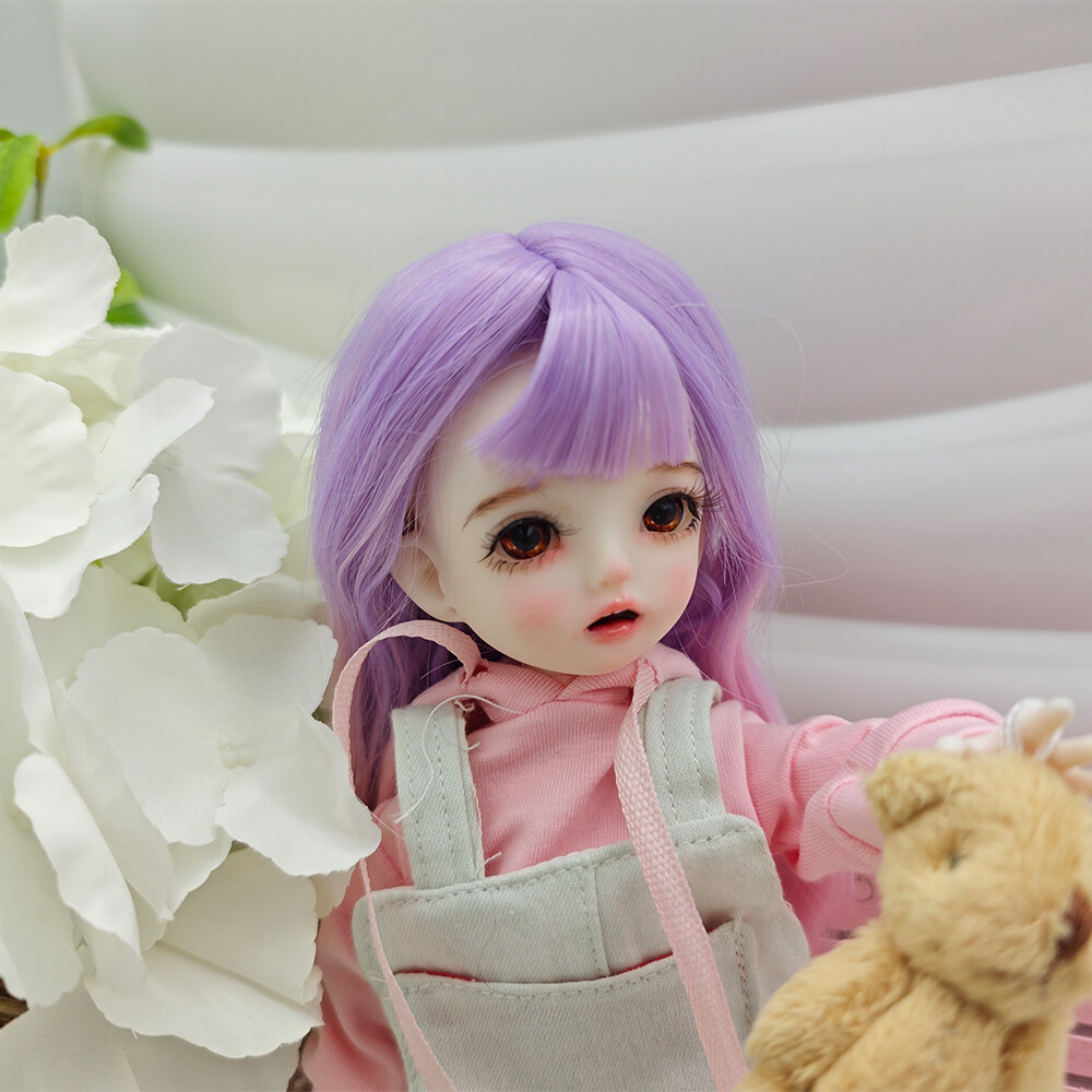 Cute 1/6 BJD Doll Full Set with Overalls SD Ball Jointed Face Makeup-image