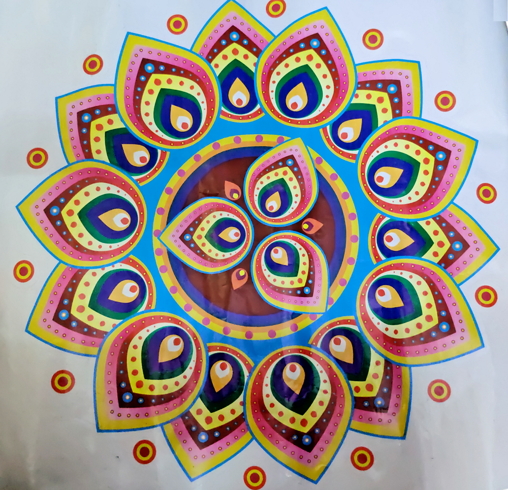 Beautiful Diya Rangoli Sticker for Festival Home Decor Floor Art A265