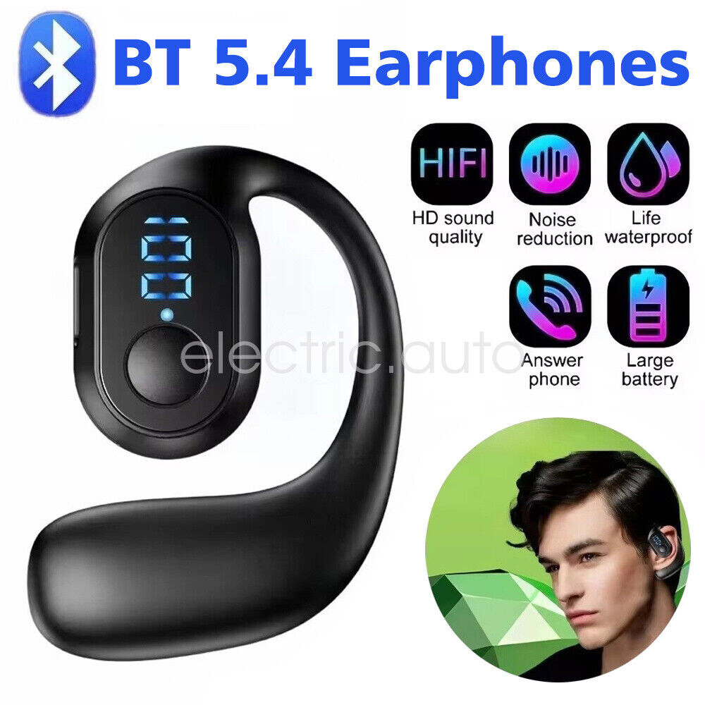 Wireless Bluetooth 5.4 Earbuds with Digital Display Waterproof Ear Hook Design