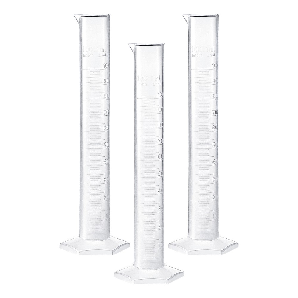 3 Pcs Measuring Graduated Cylinders,for Chemical Measuring,(Clear White, 100ml)