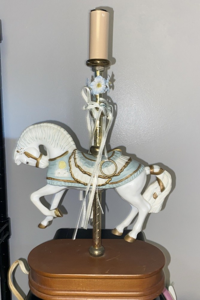Vintage Porcelain Carousel Horse Lamp by House of Lloyd