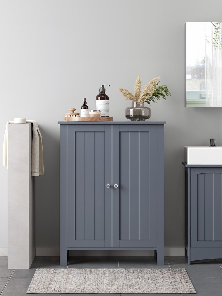 XYG-Bathroom Floor Storage Cabinet with 2 Adjustable Shelves for Organized Space