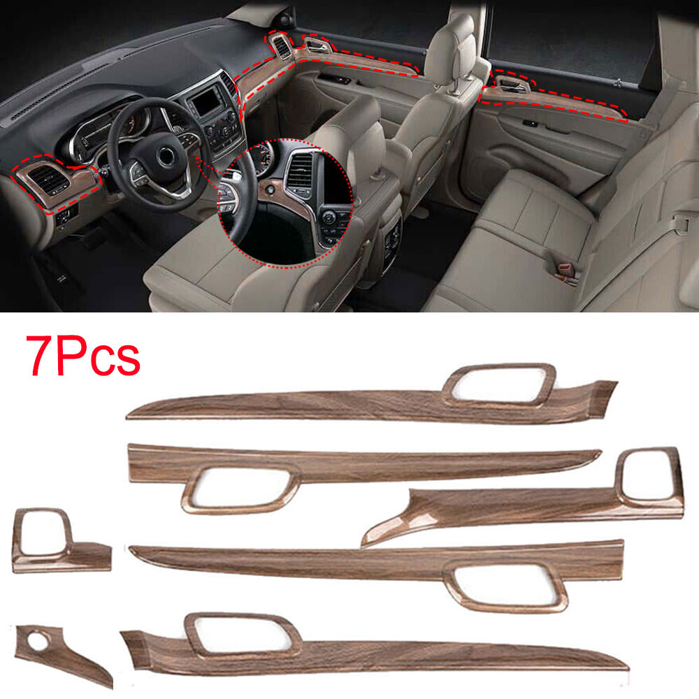 Wood Grain Dash Pane Door Handle Frame Panel Trims for Jeep Grand Cherokee 2011+