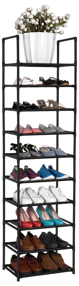 10-Tier Sturdy Shoe Rack Holds 20-25 Pairs Space-Saving Organizer