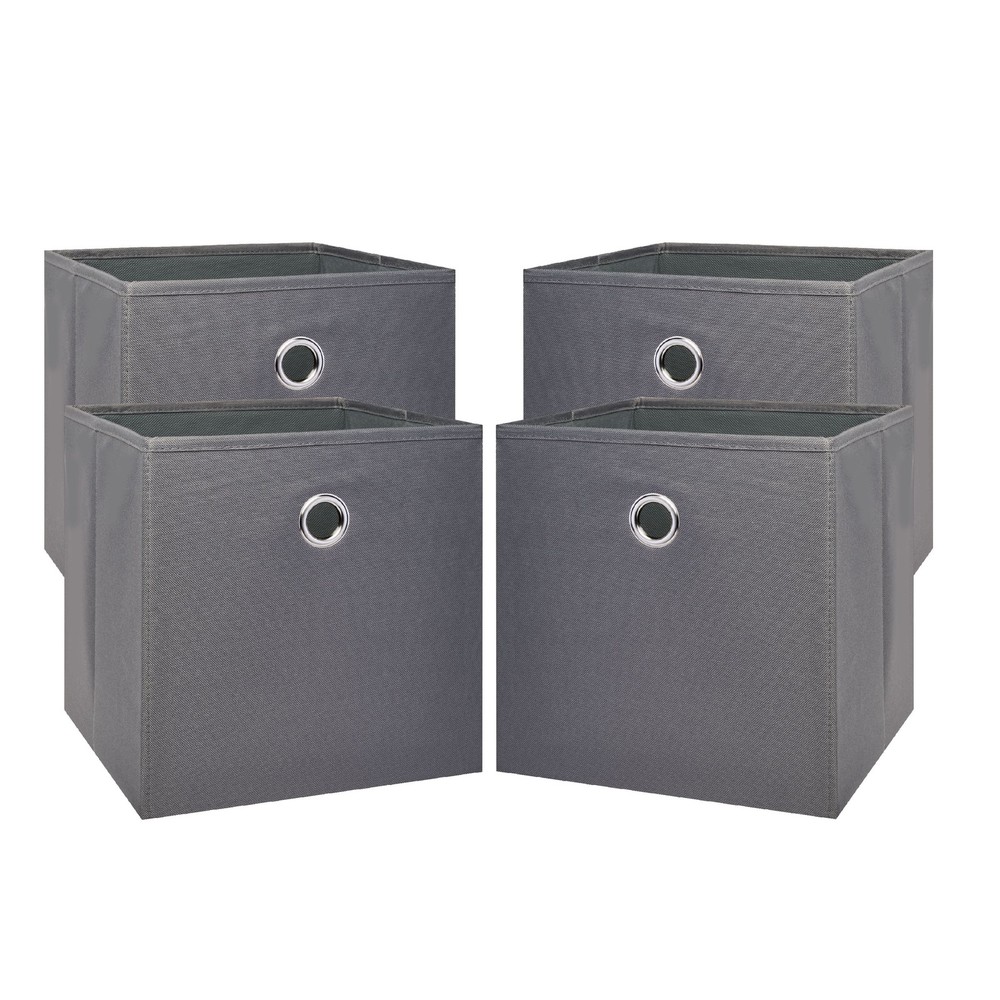 Mainstays Grey Collapsible Fabric Storage Bins 10.5 Inch 4 Pack