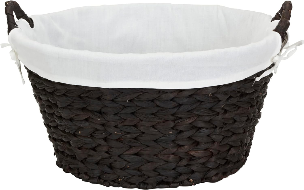 Round Wicker Water Hyacinth Laundry Basket with Sturdy Handles