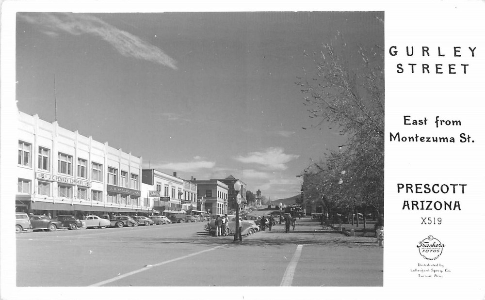 1940s Prescott Arizona Gurley Street business Frasher RPPC Postcard 25-7170