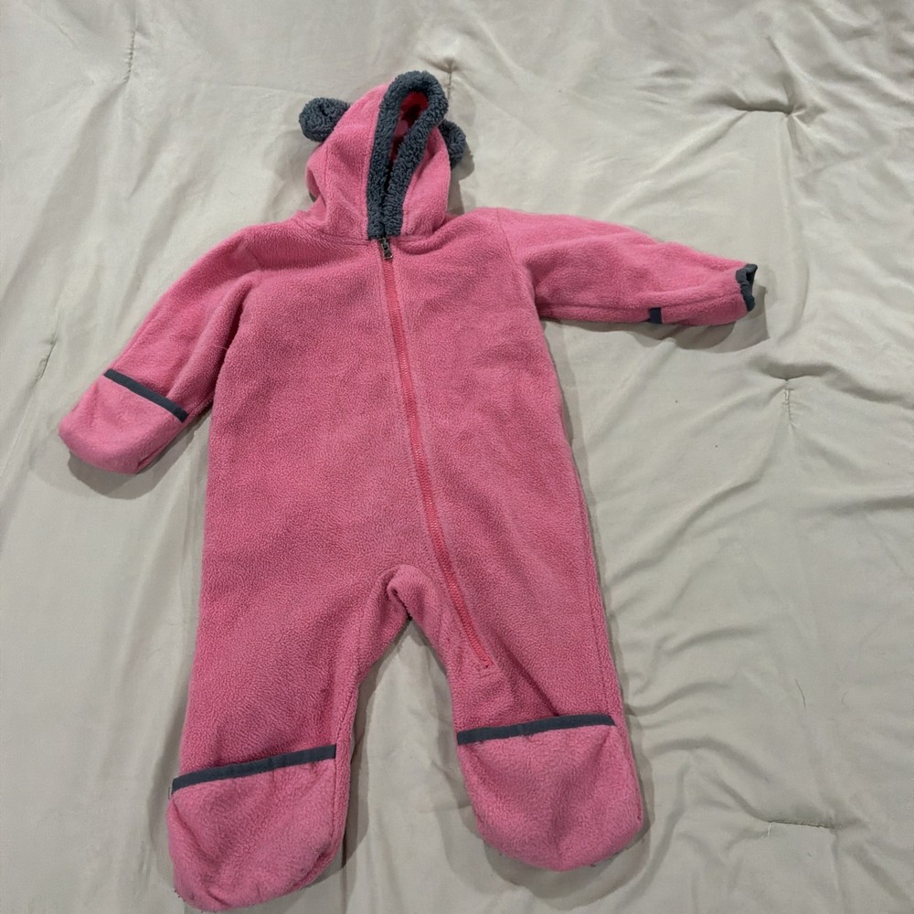 Columbia Tiny Bear II Bunting Pink Fleece One Piece Suit Infants 6-12 Months