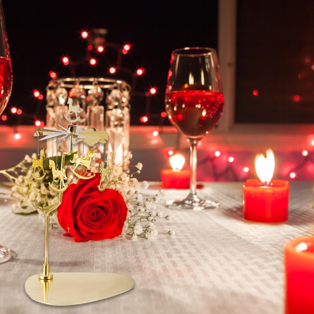 Candle Carousel Carousel Golden Candle Holder with Tray Fairy Christmas Tree fun