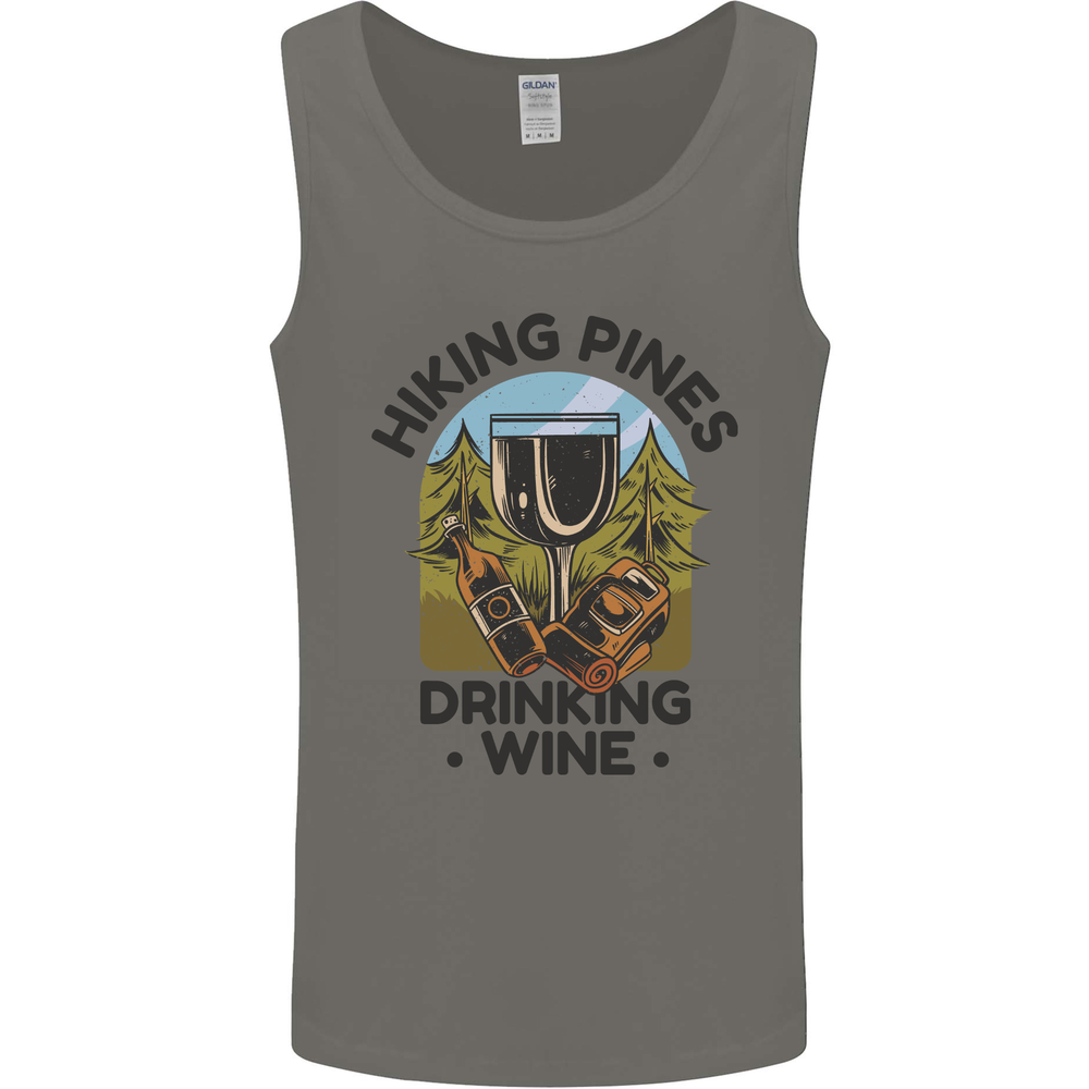 Hiking Pines Drinking Wine Funny Alcohol Mens Vest Tank Top
