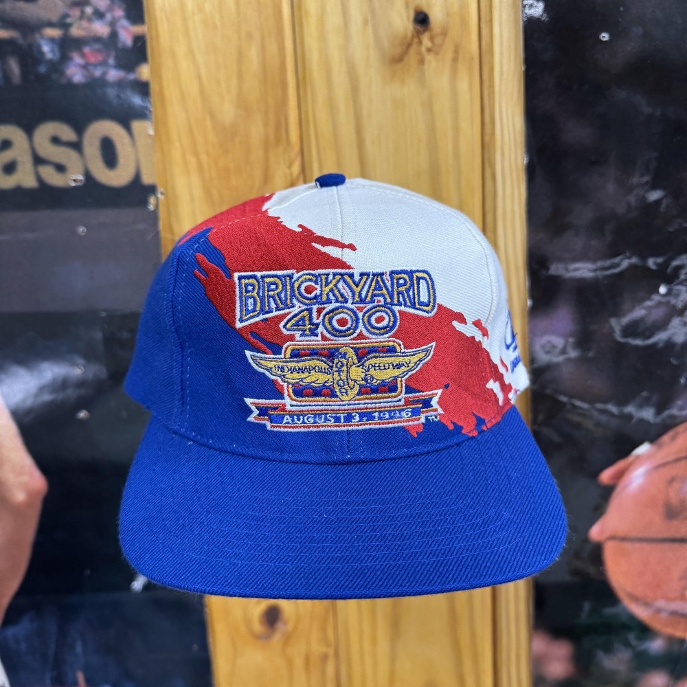 Vintage Brickyard 400 Hat Cap Snap Back NASCAR Racing Mens Logo Athletic 90s