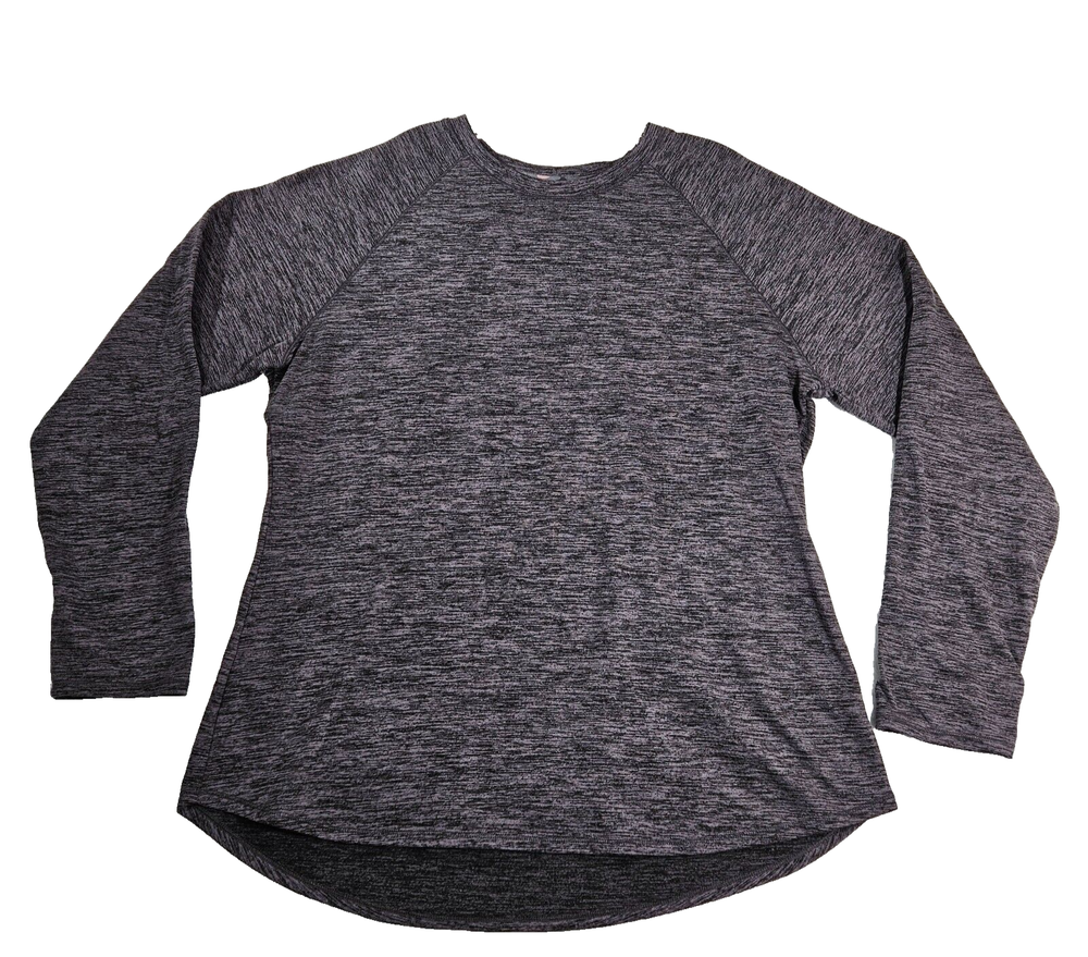 Cuddl Duds ClimateRight Base Layer Top Women XXL Gray Thumb Holes Gym Workout