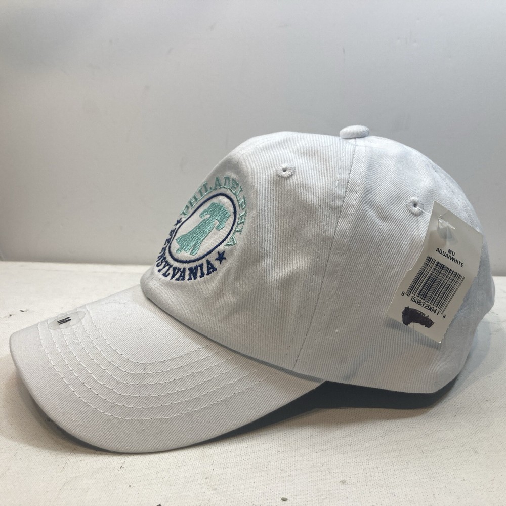 Philadelphia PA White Adjustable Adult Cap with Embroidery