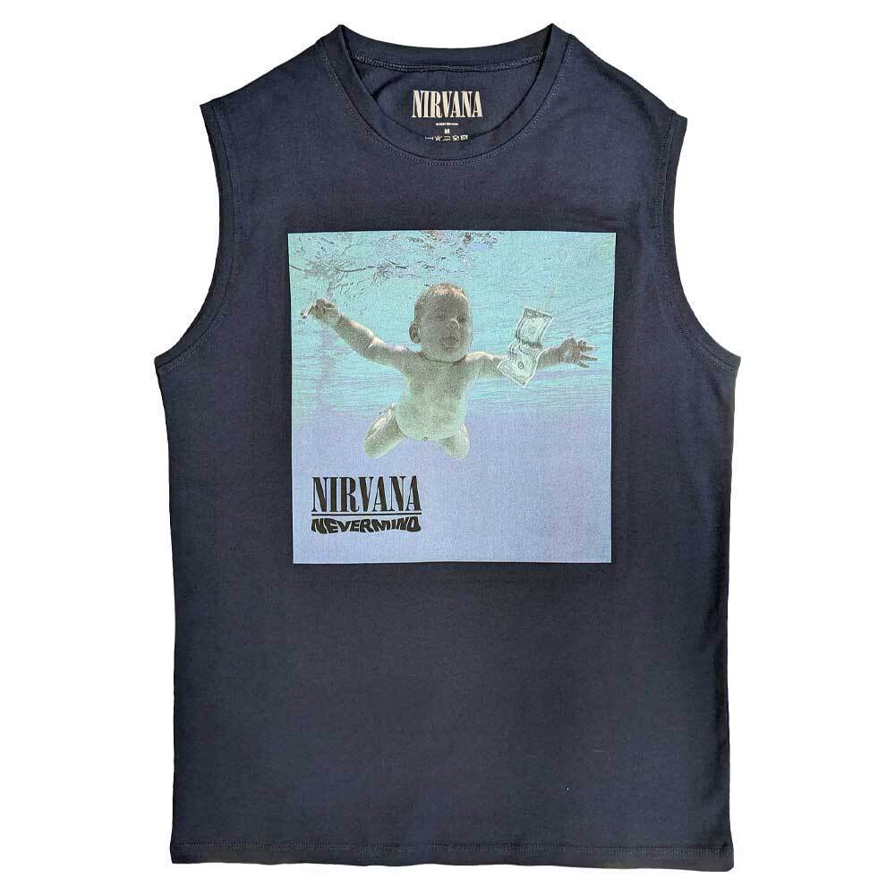 Nirvana Nevermind Album Logo Unisex Navy Muscle Tank Top Official Band Tee