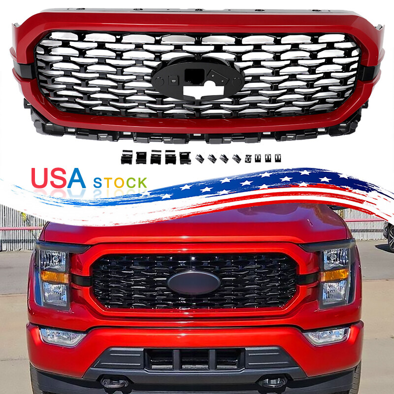 For 2021 2022 2023 Ford F150 F-150 XLT Front Bumper Upper Grille Grill Rapid Red