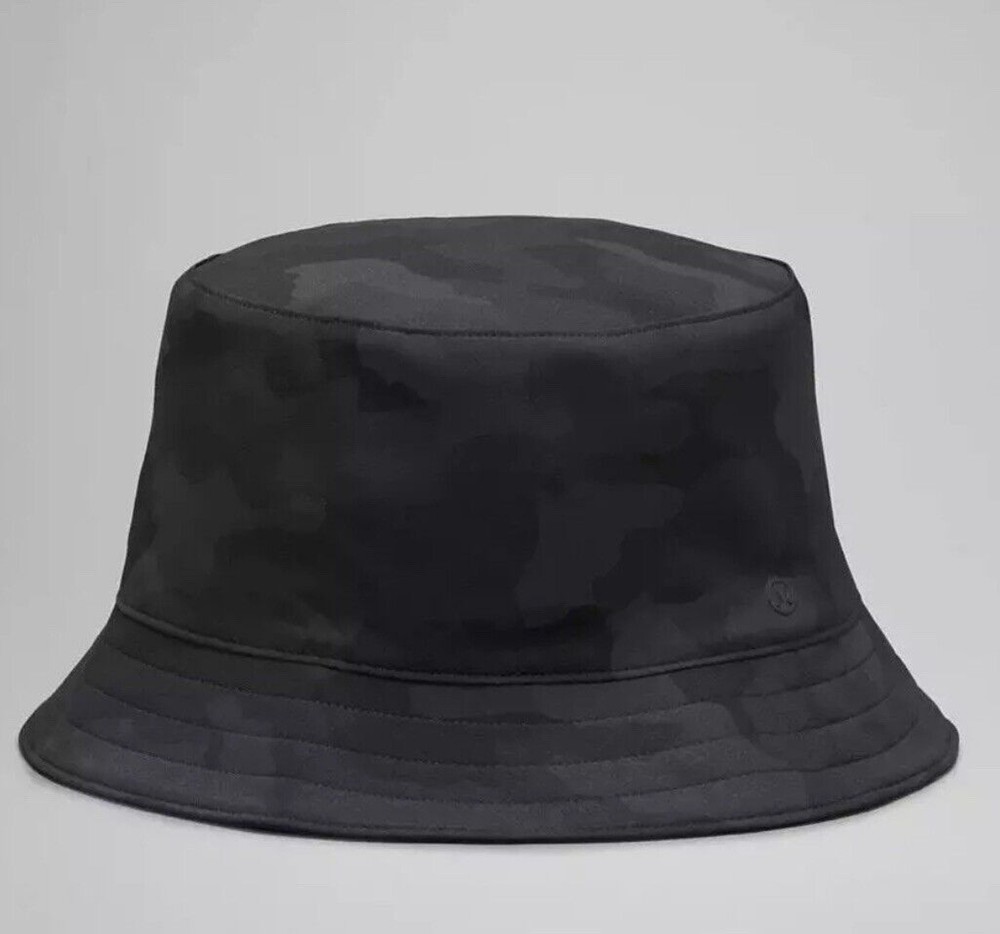 Lululemon Both Ways Reversible Bucket Hat Woven Air New M/L Unisex Black Camo