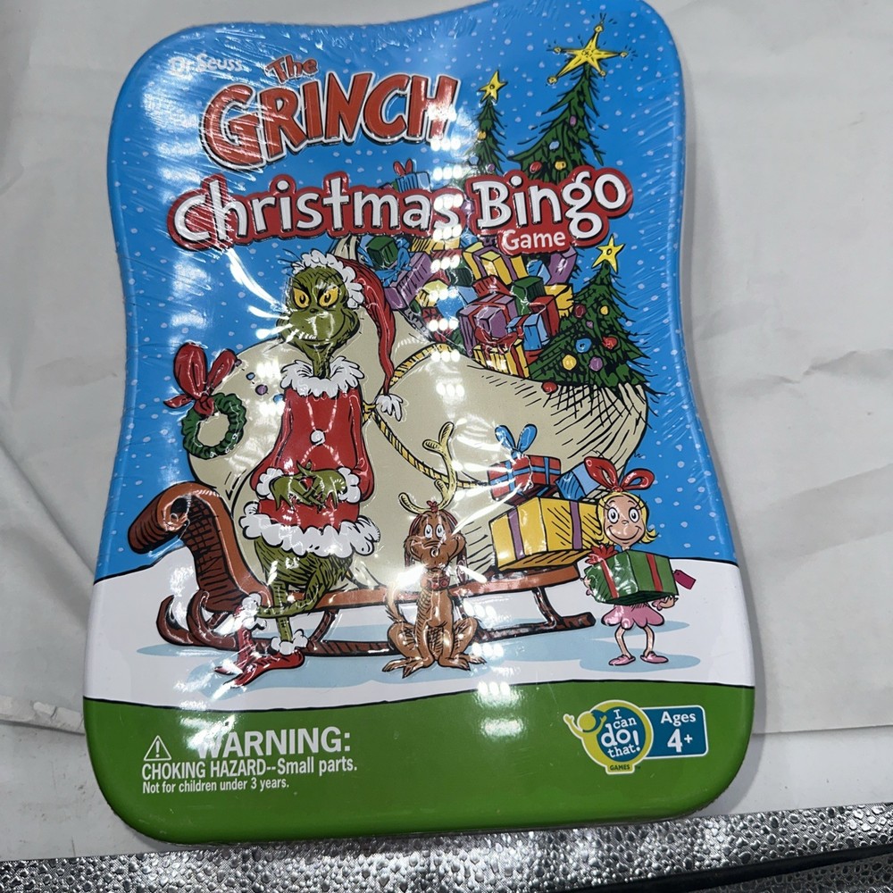 2009 Dr Seuss The Grinch Christmas Bingo Game in Decorative Tin New Sealed