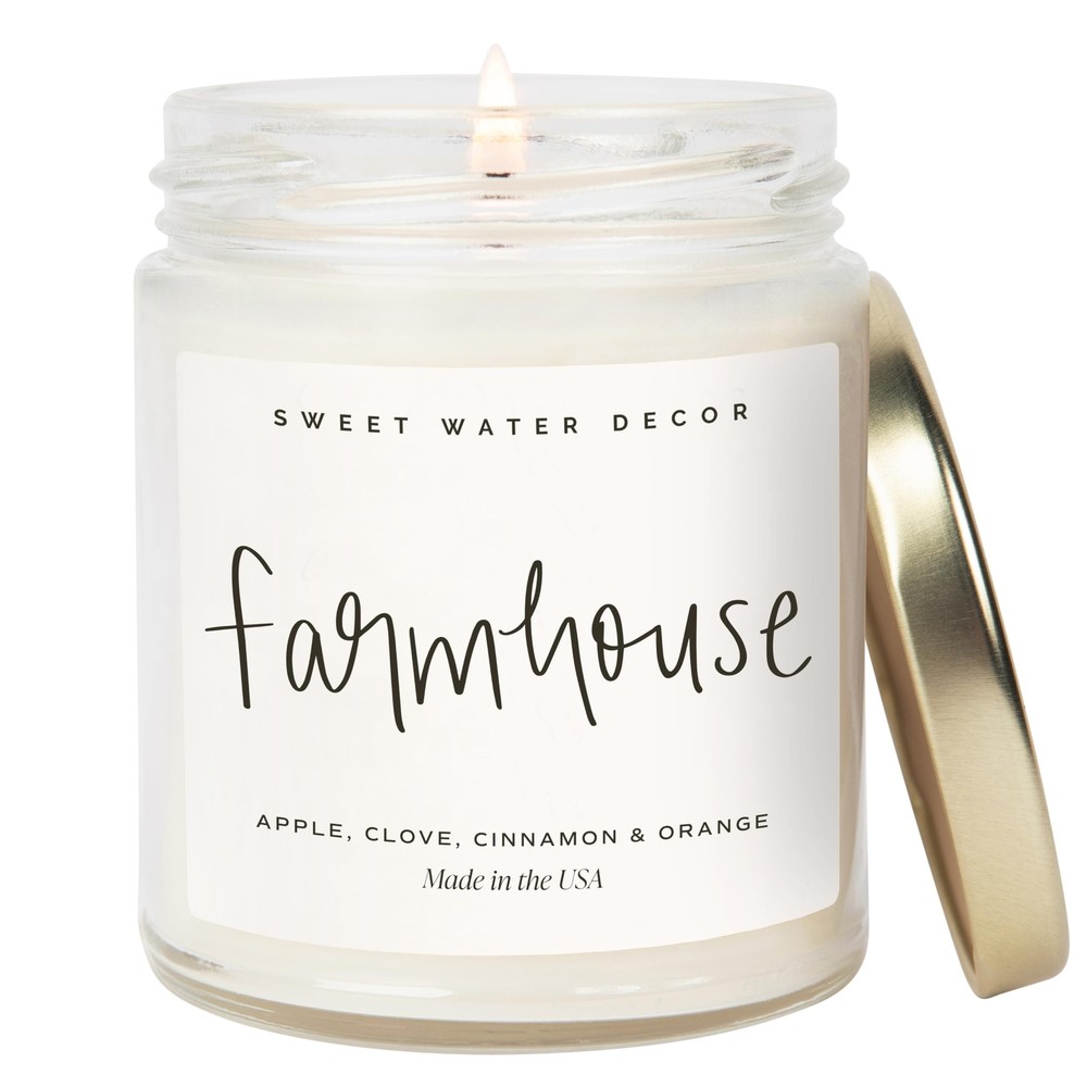 Farmhouse Autumn Soy Candle with Cinnamon Nutmeg Spice Scent