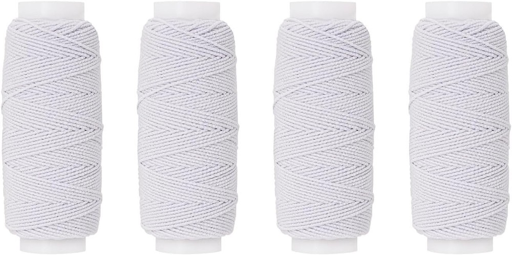 0.75mm Shirring Elastic Craft Cord, 20m Each Spool, Sewing 4pc White