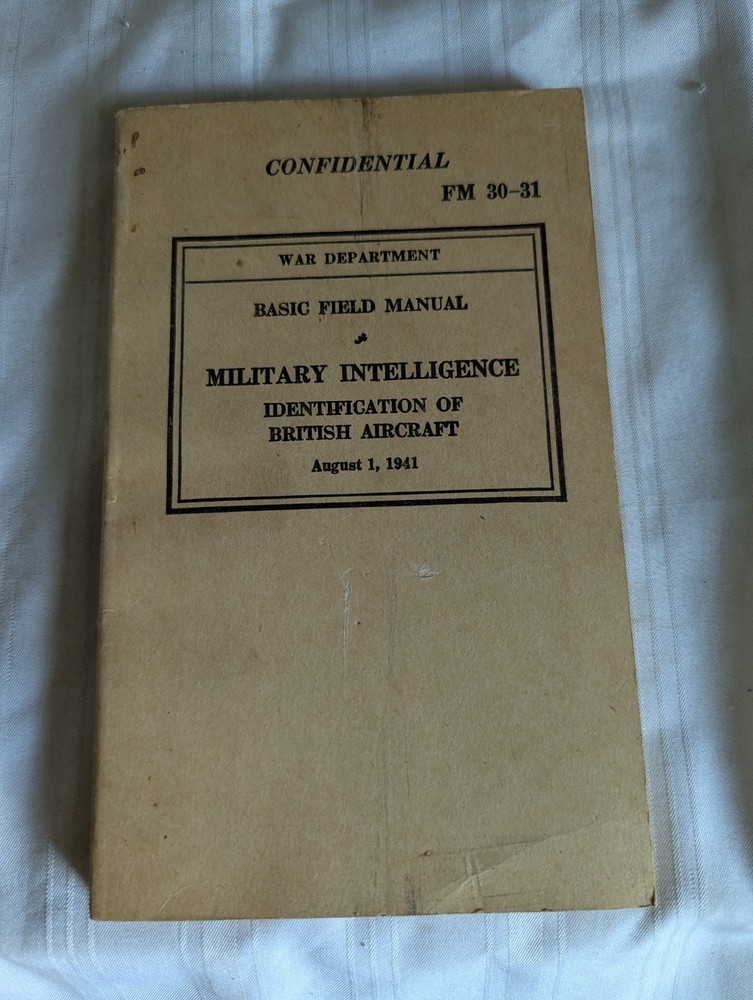 WWII US Army Air Military Intelligence Indentification British Aircraft 1941