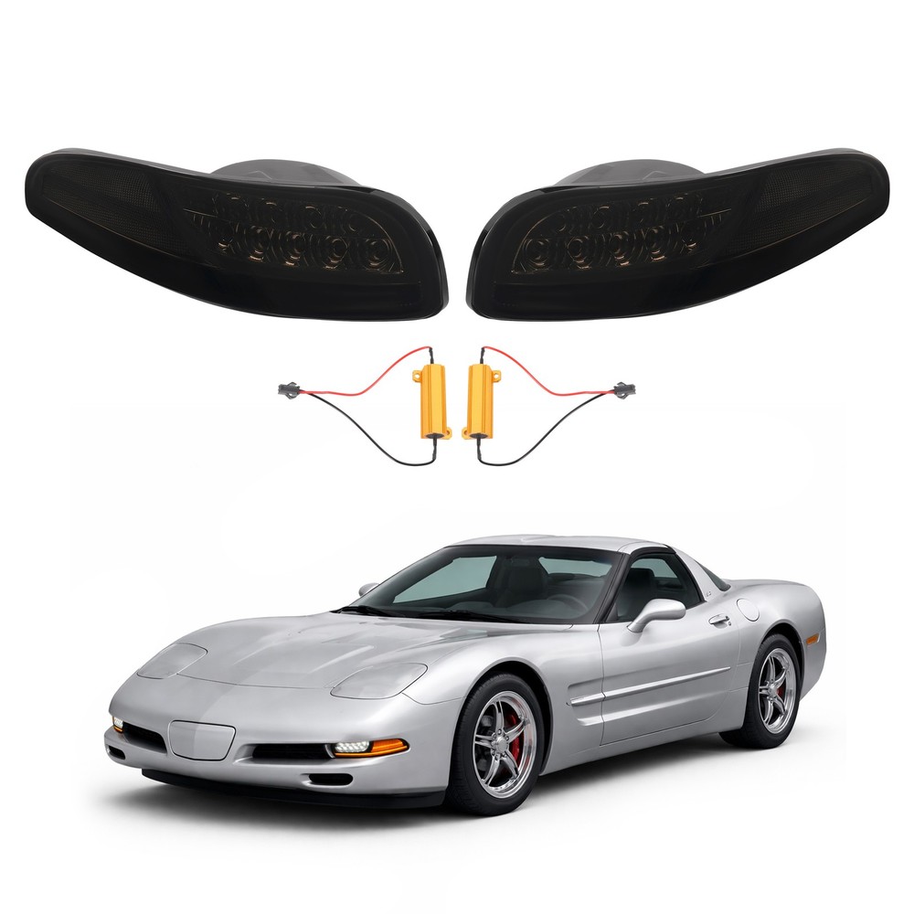 Smoke Sequential LED Signal Lamp Bumper Corner Light For Chevy Corvette C5 97-04