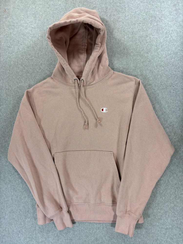 Champion Reverse Weave Logo Hoodie for Men - Medium Peach Pink Pullover
