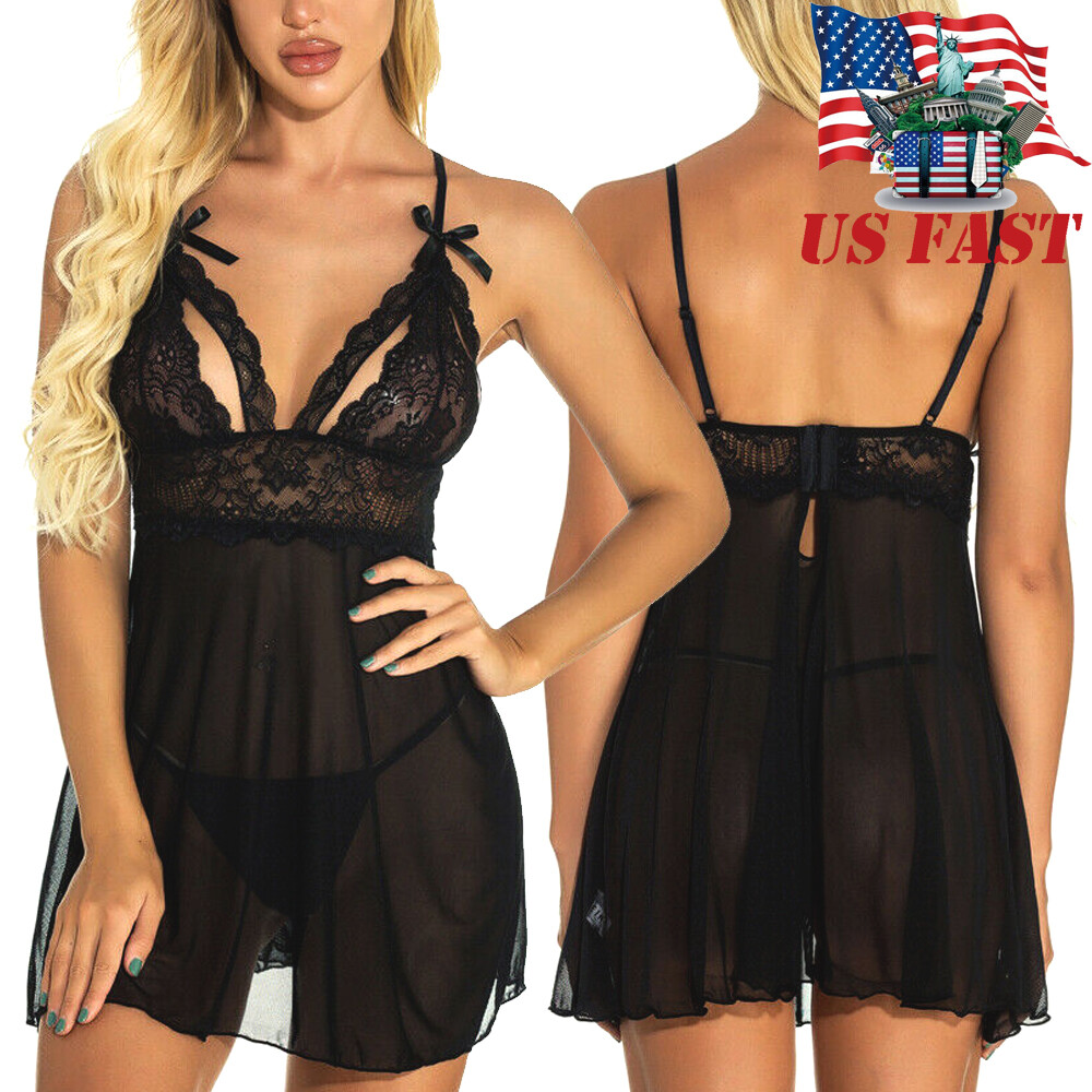 Women Lingerie Lace Babydoll Sexy Sleepwear Strap Chemise Teddies Boudoir Nighty