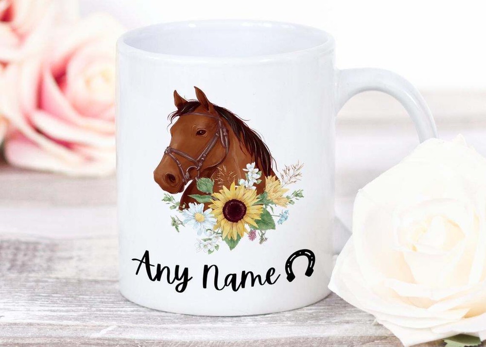 Horse Mug Watercolour Horse Design Personalised Any Name Horse Lover Horse