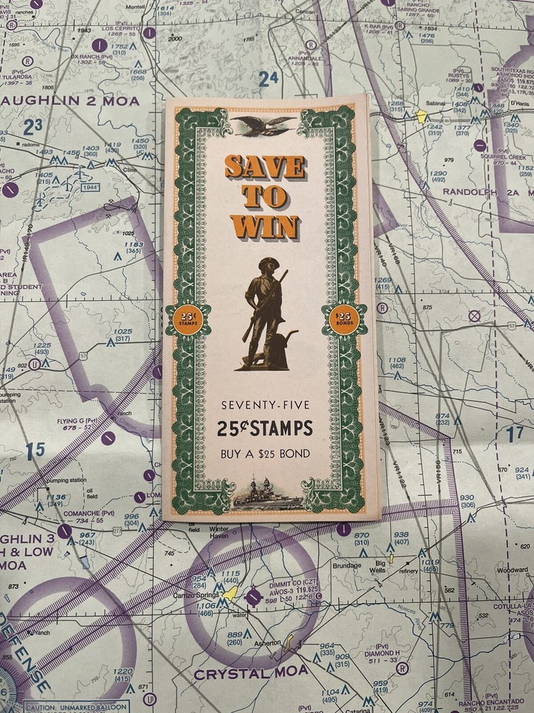 WW2 US War Bond  Save To Win Album $25 Bond for 25 Cent Stamps