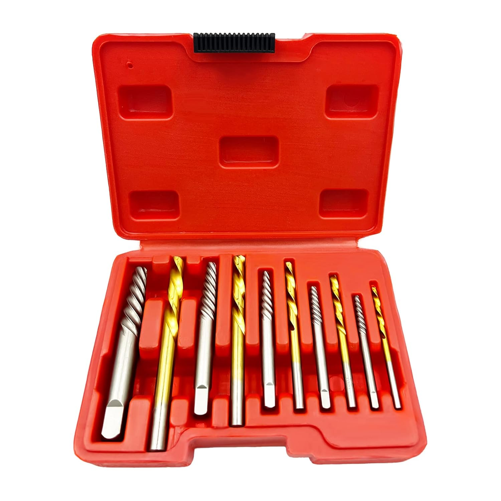 SQLMLZ 10-Piece Screw Extractor Set with 5 Left-Hand Drill Bits and 5 Easy Out Extractors