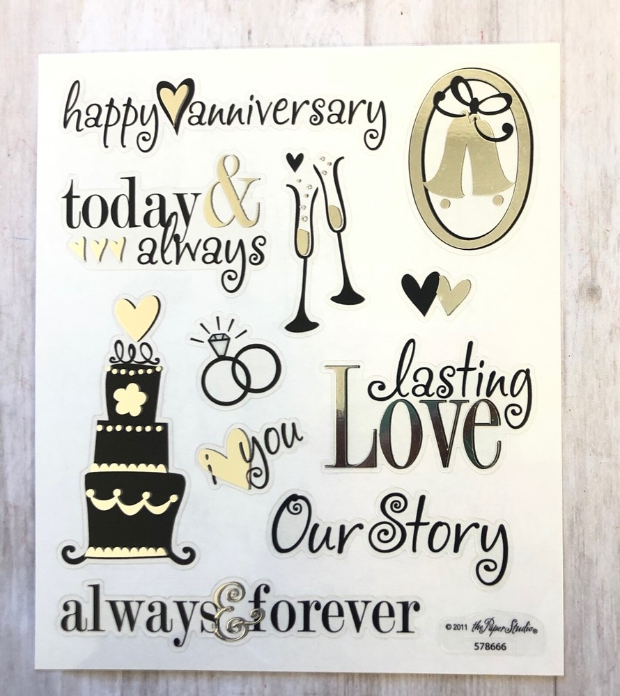 Silver Foil Happy Anniversary Planner Stickers  Invitations Envelope Seals