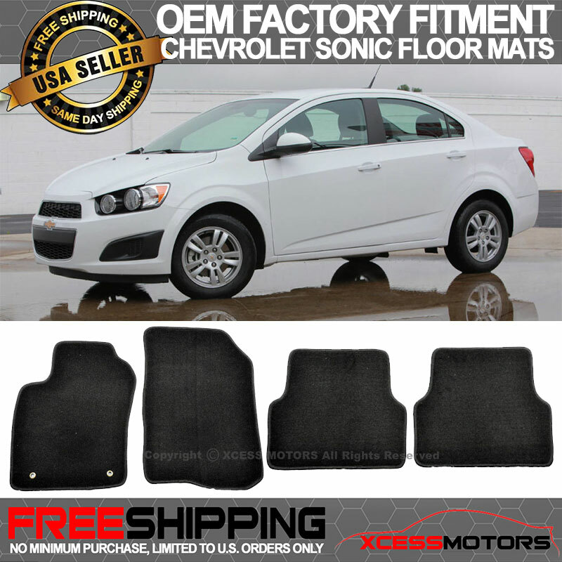 Fits 12-20 Chevrolet Sonic 4PCS Floor Mats Carpets Front & Rear Nylon Black