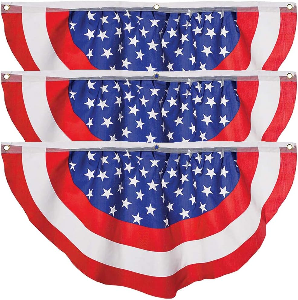 3 Pack 4x2 FT USA Bunting Flag Red White Blue American Patriotic Banner