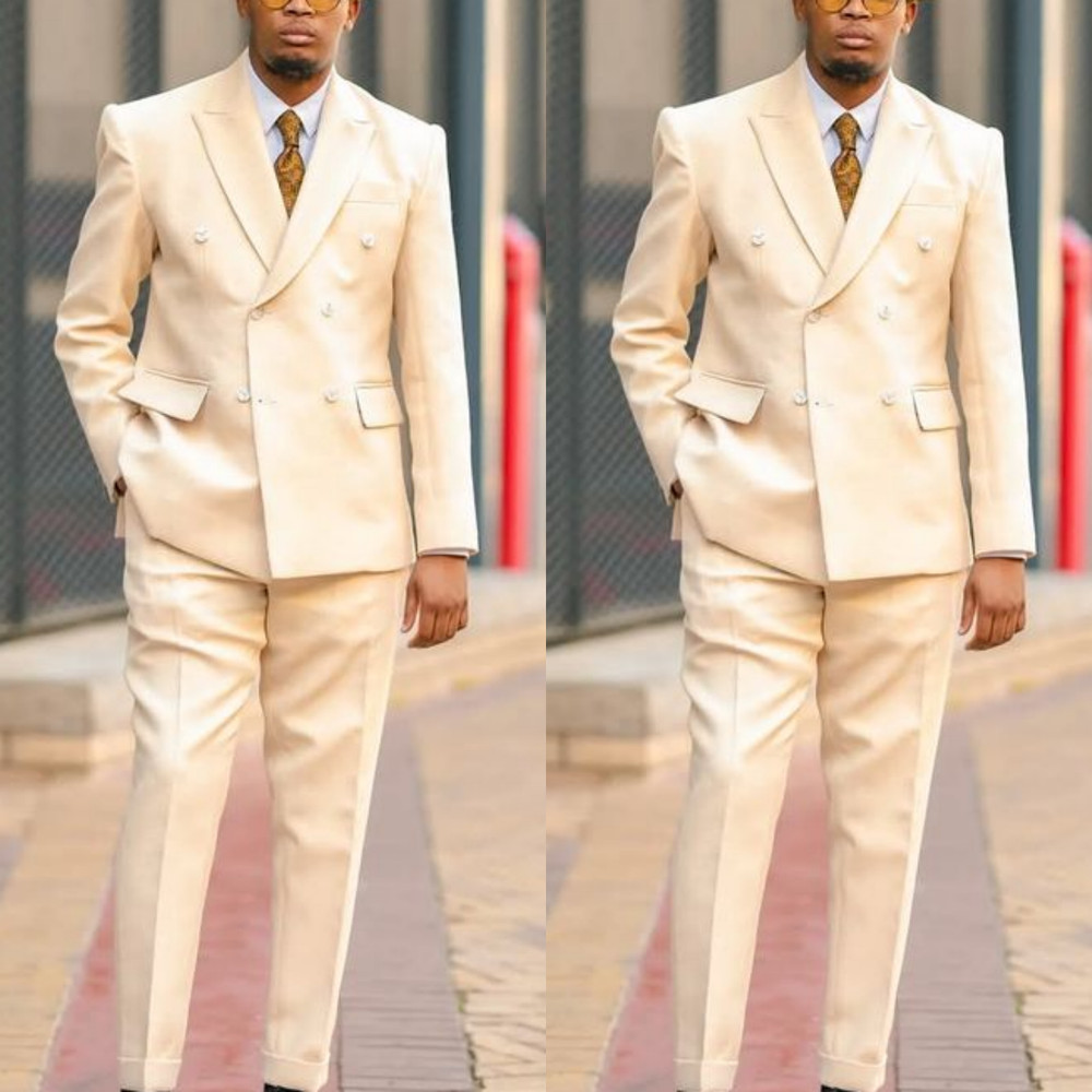 Business Offical Men's Formal Suit Workwear Double Breasted Tuxedo Jacket 2Pcs
