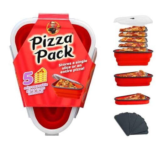 Reusable Microwavable Pizza Storage Container 5-Pack in Red