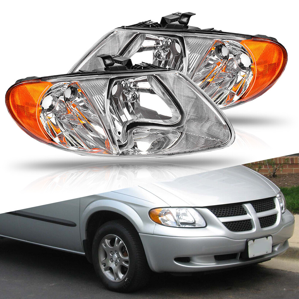 Front Headlights Headlamps fits 01-07 Dodge Caravan Town & Country 01-03 Voyager