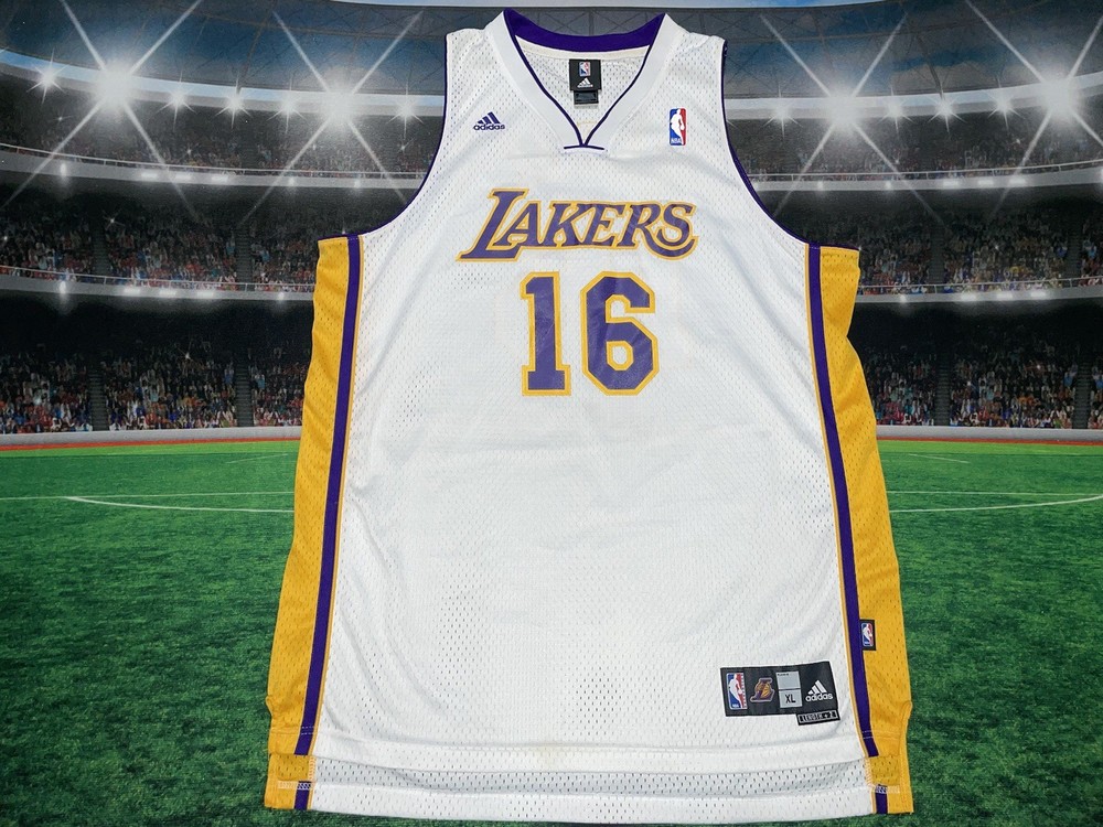 Pau Gasol #16 Los Angeles Lakers Adidas Gold Jersey Sz XL +2 Preowned