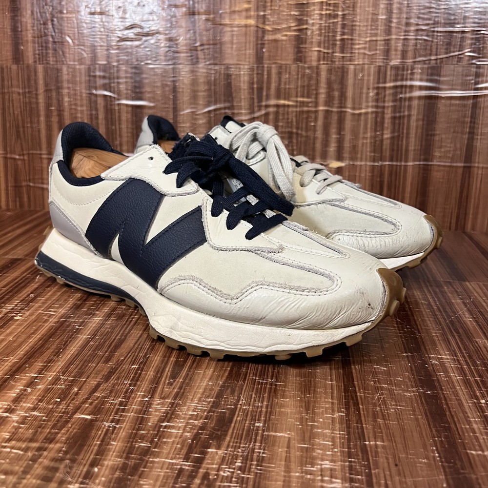 New Balance FIGS 327 Shoes Mens Size 9.5 D Beige Leather Running Sneakers U327FC