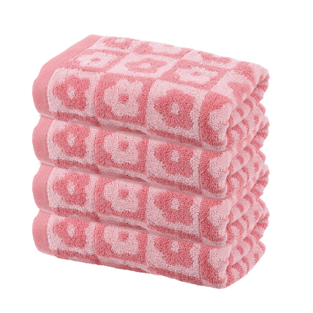 4 Pcs Gym Hand Towels Pink Towels 13 x 29 Inch for Gym (Checkered)