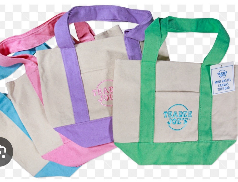 Trader Joe's Pastel Mini Canvas Tote Bags 2025 LIMITED EDITION NWT LOT OF 4
