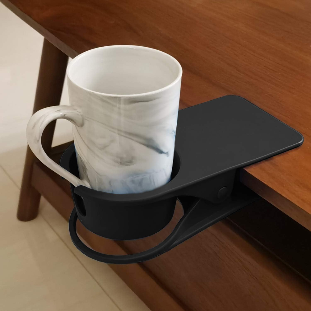 Upgraded Clip on Cup Holder for Office Chair Table Desk Side to Hold Coffee Mug