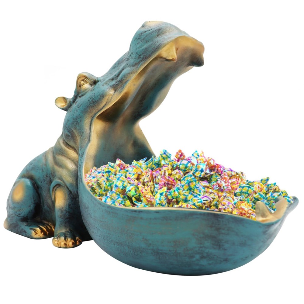 aboxoo Hippo Statue,Large Hippopotamus Figurine Home Sculpture with Resin, Hi...