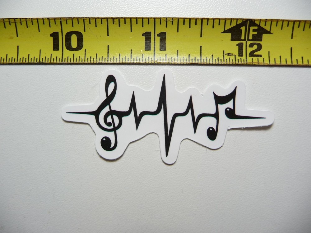 Lifeline Heartbeat Music Notes Sticker Decal for Bands and Musicians