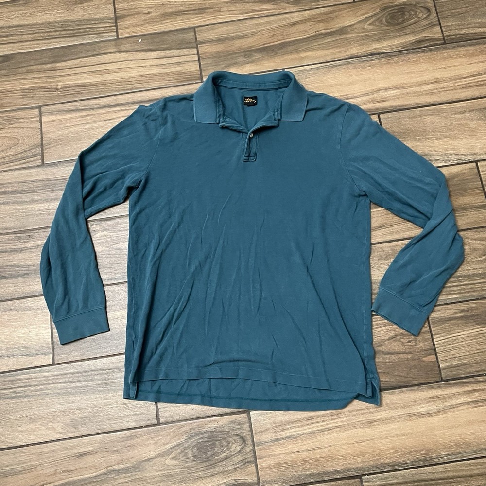 L.L. Bean Long Sleeve Polo Shirt Teal Casual Mens Size L