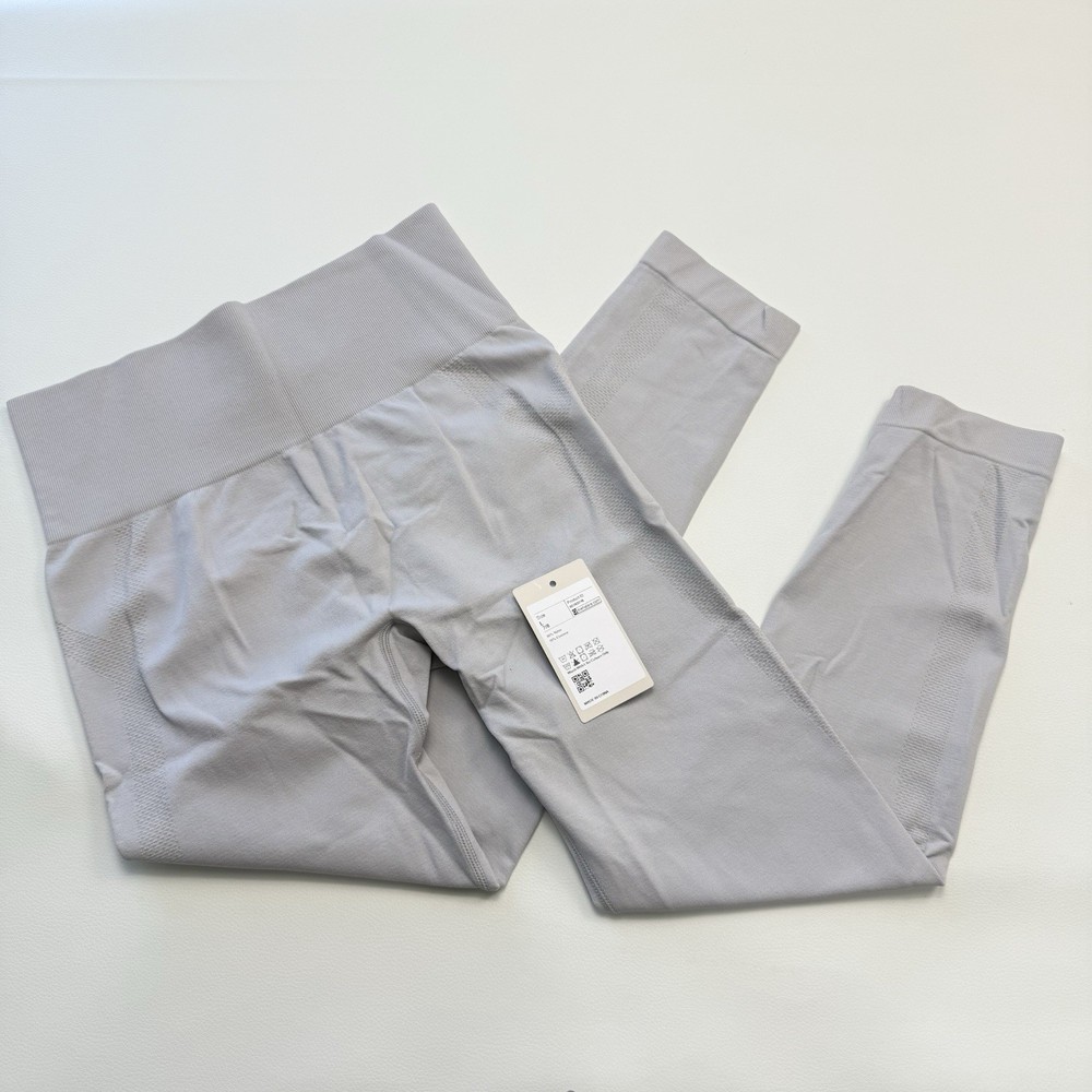 Halara High Waisted Seamless Ruched Ankle Leggings - Light Gray Size Large