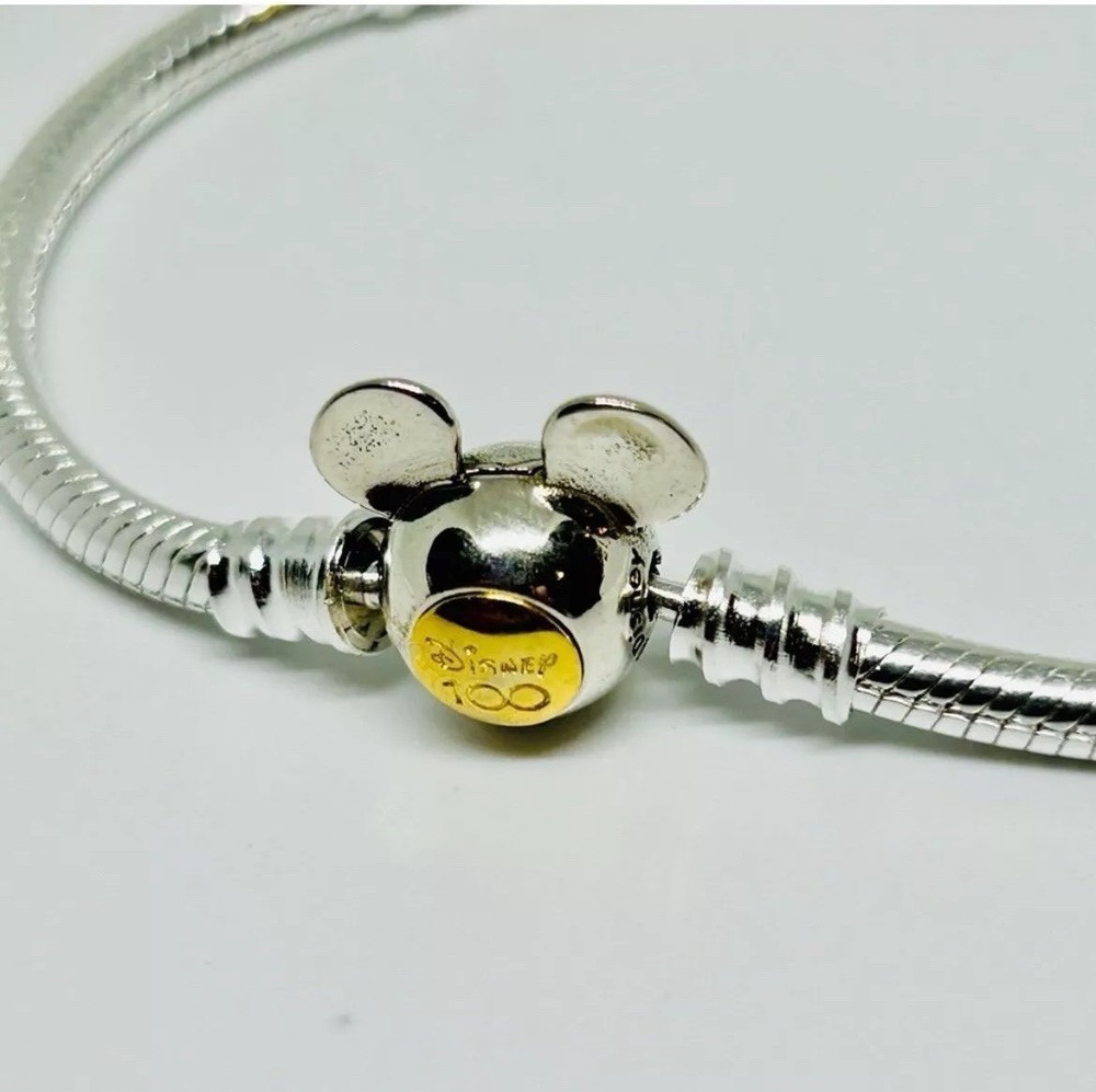 Pandora Disney Mickey Mouse 100th Anniversary Snake Chain bracelet  Size 18 CM