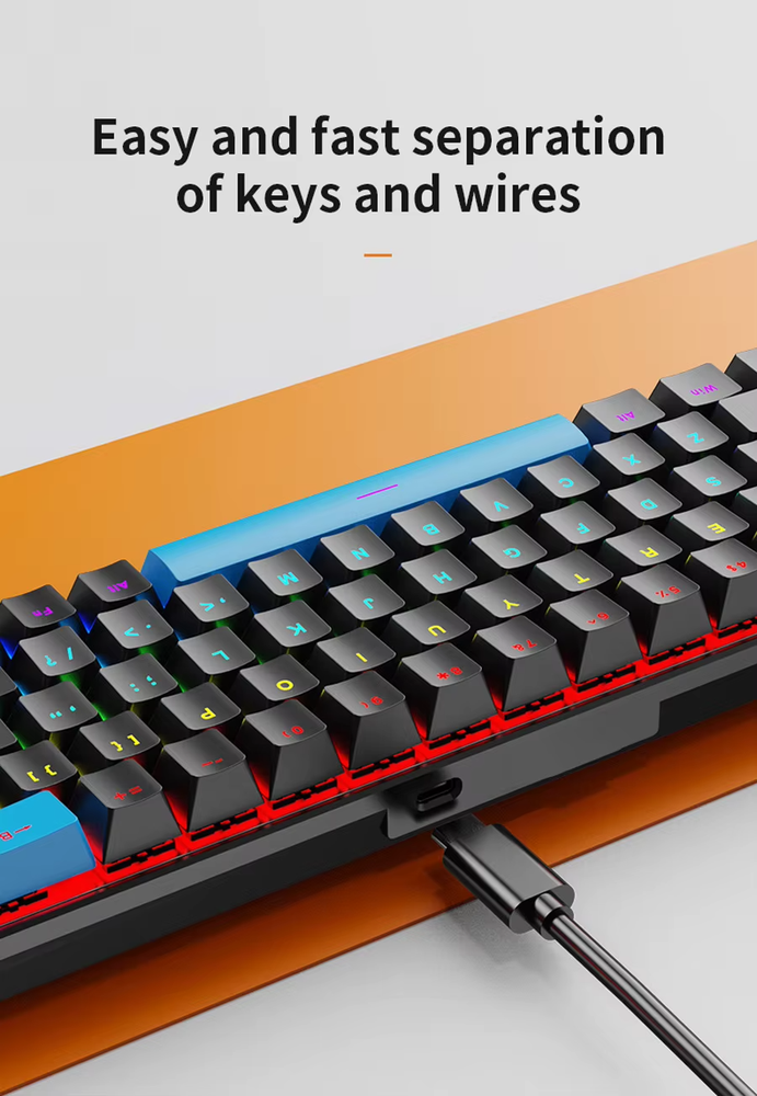 K68 Wired Mechanical Gaming Keyboard with 10 RGB Modes and Wind Switch