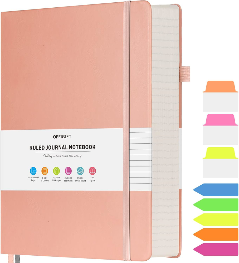 Lined A5 Journal Notebook 312 Pages Hardcover Vegan Leather Pink